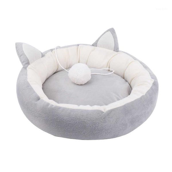 Cat Beds & Furniture Bed Ears Soft Warm Washable Round Dog Pillow Home Sleep1
