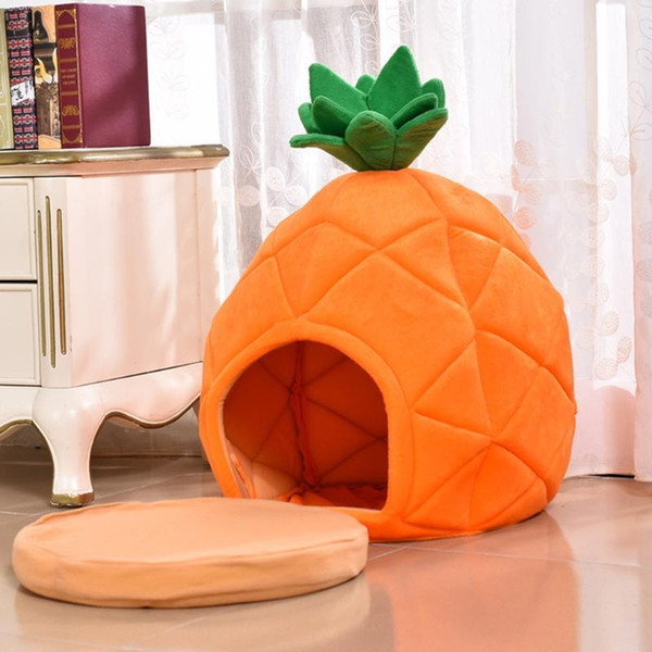 New Adorable Cute Pineapple Fruit Pets Bed Cartoon Pet Kennel Small Cat Nest Pet Room Four Seasons Universal Cute Cat Bed