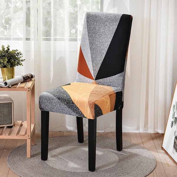Chair Covers Geometry Elastic Printing Dining Cover Modern Removable Anti-dirty Kitchen Seat Case Spandex Home Decoration 1/2/4/6PCS1