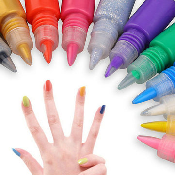 12 Colors 3D Nail Art Paint Drawing Pen Acrylic Nails Art Polish Carved Pens Kit Set