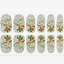 12pcs cubierta de tamaño completo falsa uñas pegatinas Adhesivos consejos envolturas flor de oro brillo de plata para las decoraciones del arte del