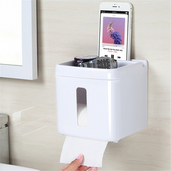 White Multi-function bathroom toilet paper holder place mobile phone toilet Paper Dispenser tissue box