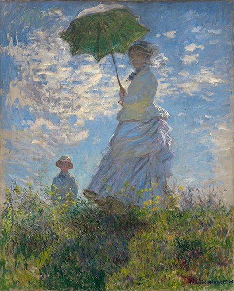 Woman with a Parasol - Madame Monet and Her Son by Claude Monet Oil Painting on Canvas for Living Room Wall Home Decoration Hand Painted Impressionist