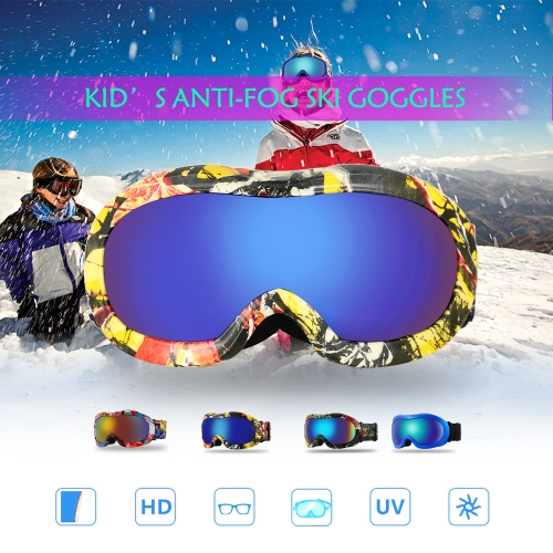 Lixada Anti-fog Ski Goggles UV Protection Dual Lens Snowboard Goggles Windproof Snow Skating Skiing Sports Goggle for Kids