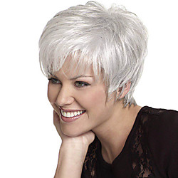 Synthetic Wig Straight Pixie Cut Wig Short Silver Synthetic Hair 12 inch Women's Heat Resistant Silver hairjoy Lightinthebox