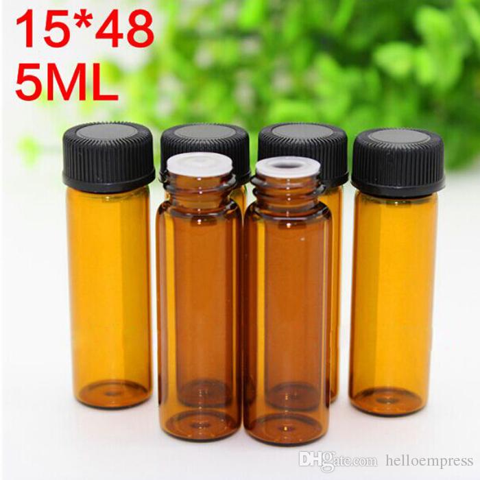 5ml 1/6oz Thick Amber Glass Bottles For Essential Oil Empty Perfume Bottle Glass E Liquid Bottles With Screw Cap & Hole Tip