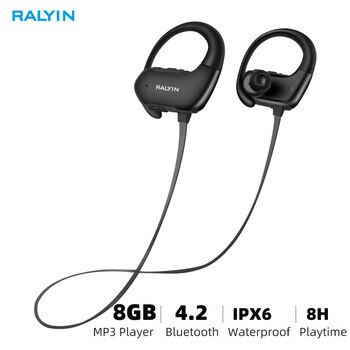 Ralyin 8GB mp3 player bluetooth headphone sport waterproof wireless headset bluetooth music player bluetooth earphone for phone