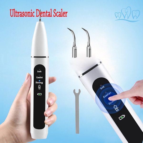 Waterless Teeth Cleaning Tools for Oral Hygiene Whitenings Stains Calculus Tartar Scaler Portable Rechargeable High-Frequency Vibration 3 Gears