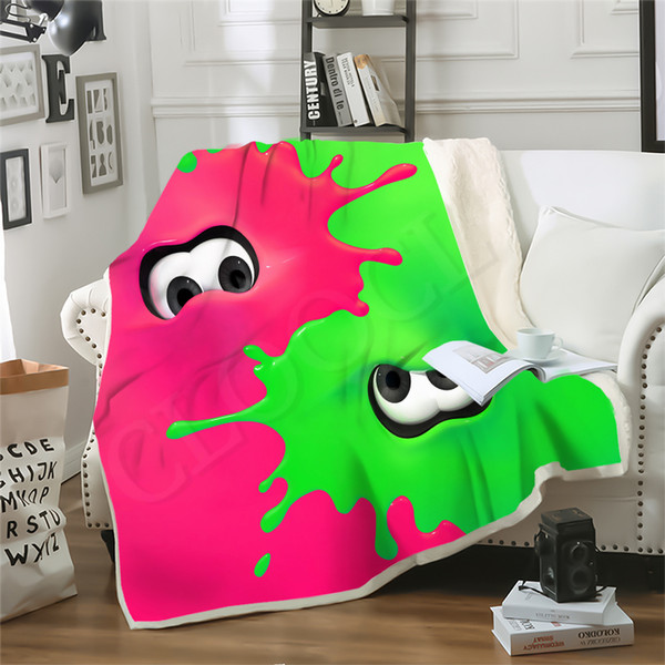 Game Splatoon Octopus Pink Green Blanket 3D Printed Double Layer Sofa Travel Throw Blankets Teens Women Bedding Plush Quilt