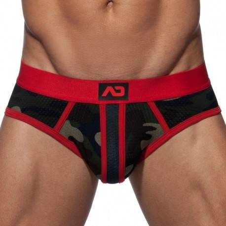 Addicted Camo Stripe Brief - Red XS