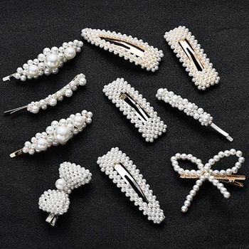2019 Fashion Women Full Pearl Hair Clips Snap Barrette Stick Hairpins Hair Styling Tools Hair Accessories Hairgrip Gift