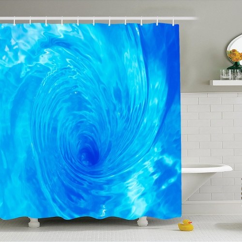 Simulation 3D Seaview Natural Scenery Waterproof Shower Curtain Drapes of Bathroom Toilet with Hooks