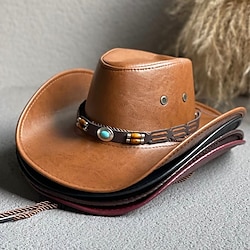 Cowboy Hat Western hat Wide-brimmed Hat Ameirican 18th Century 19th Century State of Texas Cowboy Cowgirl Hat Men's Women's Costume Vintage Cosplay Hat Lightinthebox