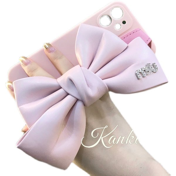 Branded fashion pink cell phone cases bow strap phone case for iphone