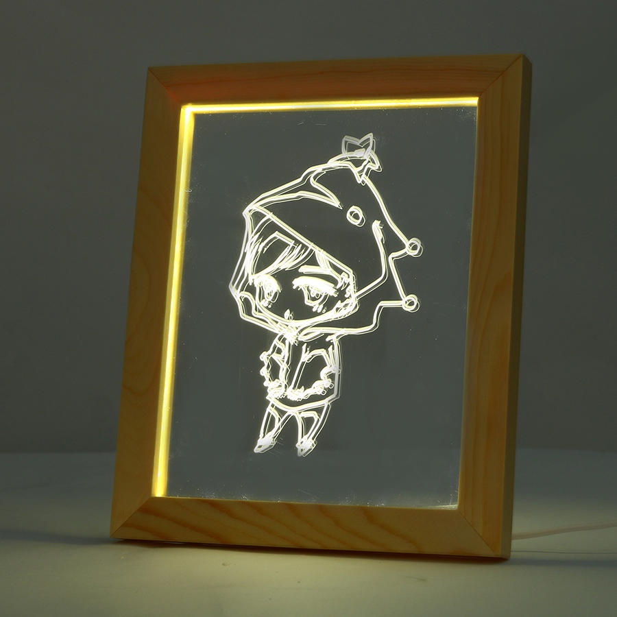 KCASA FL-7010 3D Photo Frame Illuminative LED Night Light Wooden Girl Desktop Decorative USB Lamp For Bedroom Art Decor