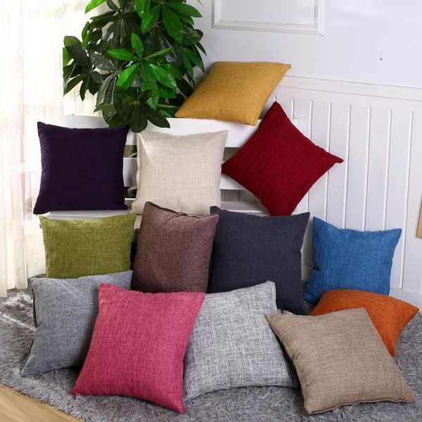 40cm*40cm Cotton-Linen Pillow Covers Solid Burlap Case Classical Linen Square Cushion Cover Sofa Decorative Pillows Cases