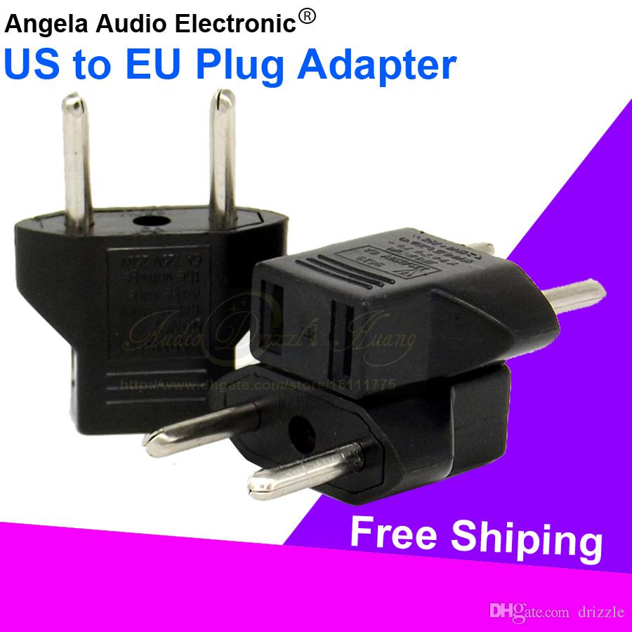 Wholesale Quality Black Universal US to EU Plug USA To Euro Europe Travel Wall AC Power Charger Charging Converter Adaptor Socket