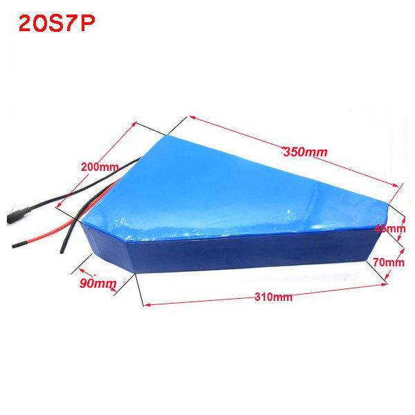 3000W Electric Bicycle Battery 72V 25Ah Ebike Triangle Battery 20S7P NCR18650GA Li Ion 72 Volt Lithium Battery Pack with 4A Char