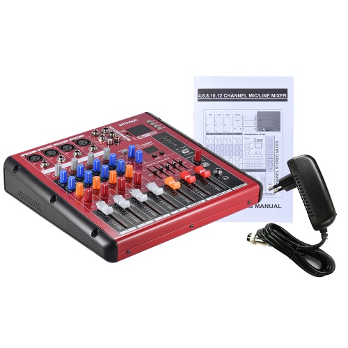 ammoon Digital BT 4-Channel Mic Line Audio Mixer Mixing Console for Recording DJ Stage Karaoke Music Appreciation