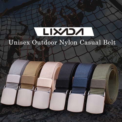 Lixada Unisex Outdoor Nylon Casual Belt Heavy Duty Waist Belt Adjustable with Buckle Hunting Accessories