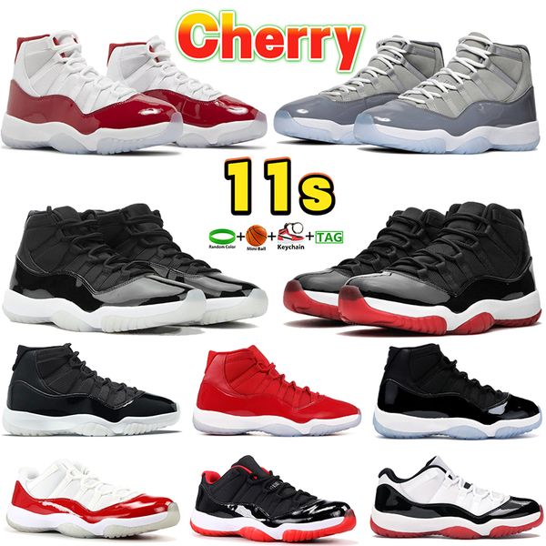 Designer jumpman 11 Basketball Shoes mens 11 Sneakers cherry Royal Blue Cool Grey Bred 25th Anniversary midnight navy velvet pantone Cap and Gown women Sneaker