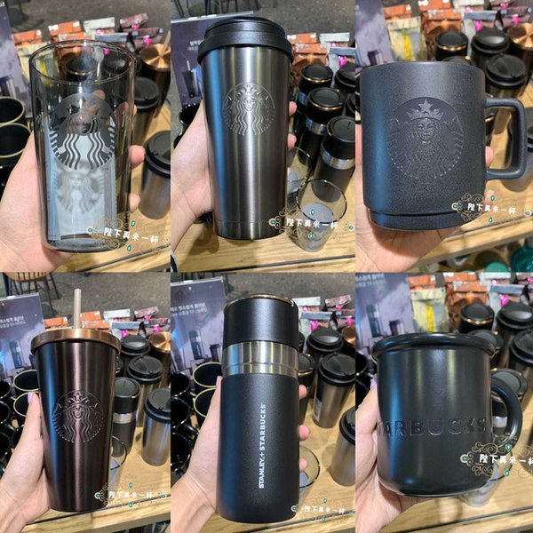 Starbucks cup 2020 simple grey black Emma hand holding thermos outdoor home drinking4ZI2