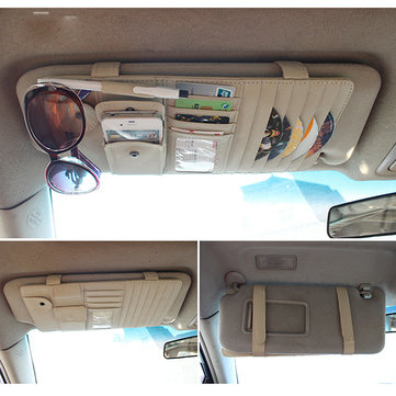 Car Storage Bag Pu Leather CD Holder Sunscreen Shade Carriage Bag