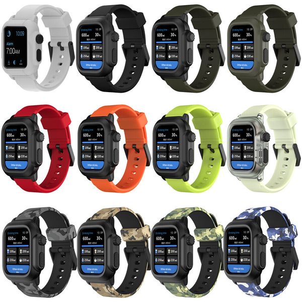 Waterproof Case For Apple Watch band 8 iwatch bands 45mm 44mm 40mm 42mm Silicone Strap Pulseira Bracelet Smart Watch Accessories Loop