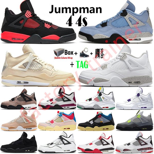 2022 With Box Jumpman 4 4s Mens Basketball Shoes University Blue White Oreo Taupe Haze Sail Bred Fire Red Neon Black Cat Metallic Purple Trainers Designer Sneakers