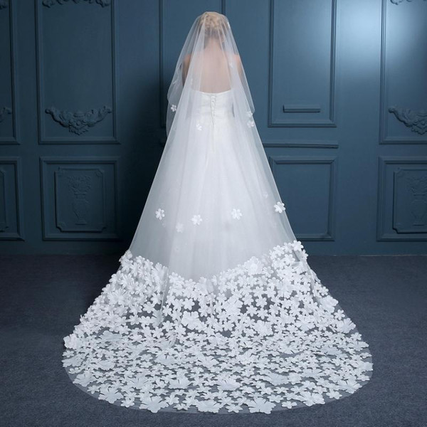Beauty White 3 Meters Applique Bridal Veils Bridal Headwear Wedding Accessories F714137