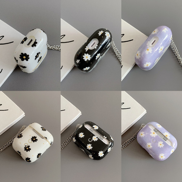 Fashion Airpods 1 / 2case with small flower pattern Airpods Pro case earphone shell chain silicone tpu protective sleeve