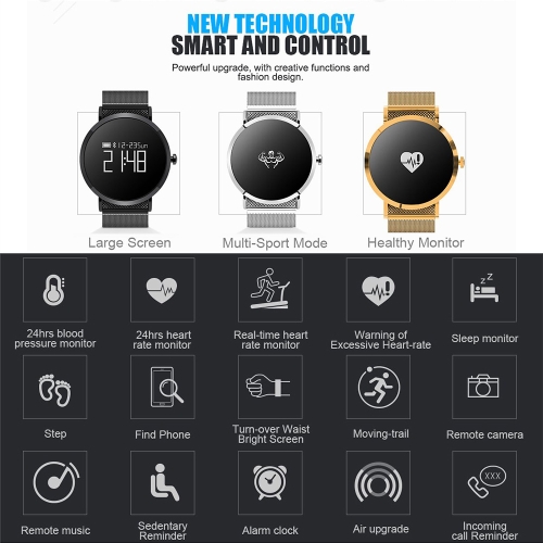 CV08 Heart-rate Blood pressure Smart Watch - PU Leather band