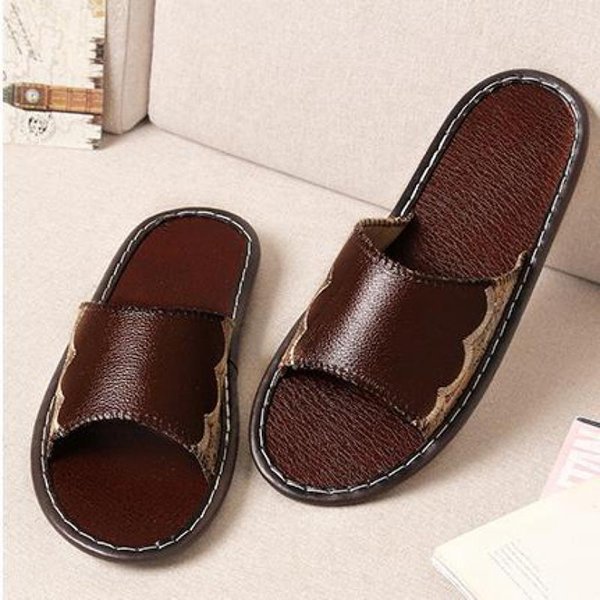 Slippers Genuine Leather Home Women Indoor Non-slip Comfortable House Slides Male Flip Flop Summer Shoes Mens Mules Hausschuhe