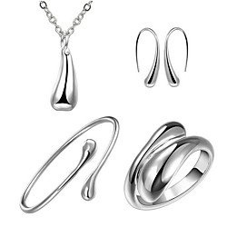 Women's Bracelet Bangles Drop Earrings Pendant Necklace Classic Stylish Ladies Basic Elegant Classic Silver Plated Earrings Jewelry Silver For Daily Office  Career / Open Ring Lightinthebox