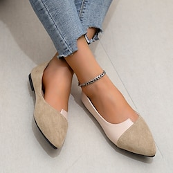 Women's Flats Slip-Ons Plus Size Classic Loafers Loafer Mules Work Daily Wedding Flats Flat Heel Pointed Toe Elegant Casual Walking Shoes Leather Loafer Color Block Almond Black Pink Lightinthebox