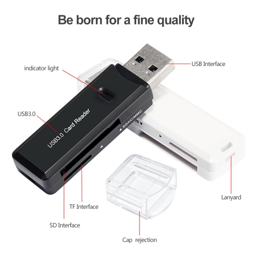 BUBM Memory Card Reader TF SD Card Reader USB 3.0 Adapter for PC Notebook Camera Black