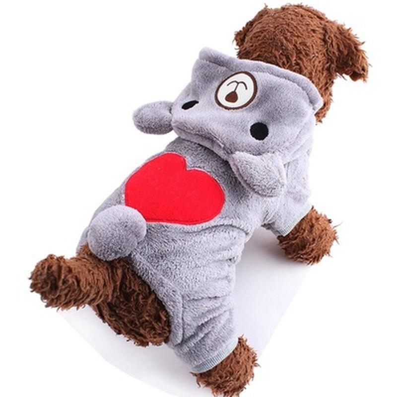 Cute Pet Dog Clothes For Small Dogs Warm Fleece Bear Clothes Pet Costume Winter Puppy Clothing Hooded Jacket For Dog