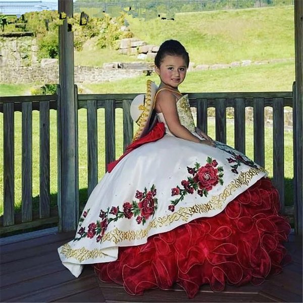 Custom Made 2022 Ball Gown Beaded Children Princess Dress Beauty Pageant Puffy Flower Girl Birthday Photography Gowns