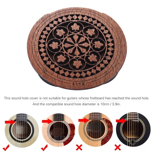Guitar Wooden Soundhole Sound Hole Cover Block Feedback Buffer Mahogany Wood for EQ Acoustic Folk Guitars