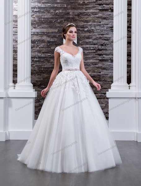 Romantic White Tulle Scoop Lace Applique A-Line Wedding Dresses Bridal Pageant Dresses Wedding Attire Dresses Custom Size 2-16 ZW610098