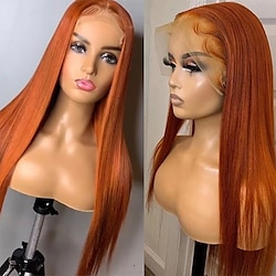 Long Straight Orange Red Synthetic Lace Front Wigs Natural Looking High Temperature Fiber Fashion Wigs For Women Wigs Lightinthebox