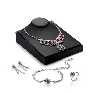 Trendy Jewelry Set Elegant Bowknot Zircon Bracelet Earrings Set