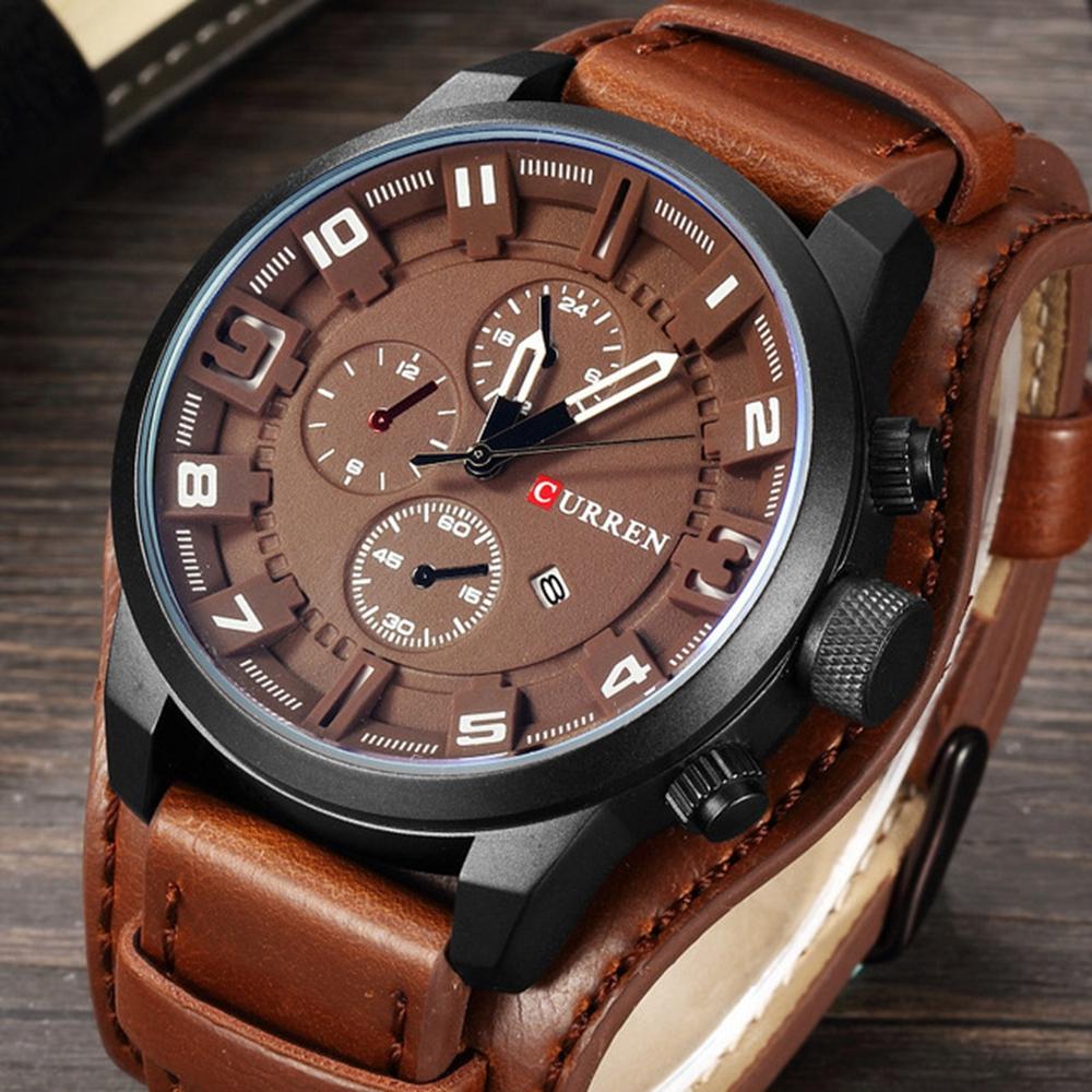 CURREN 8225 Fashion Men Leather Strap Quartz Wristwatch