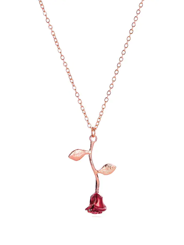 Valentine's Day 3D Flower Pendant Chain Necklace