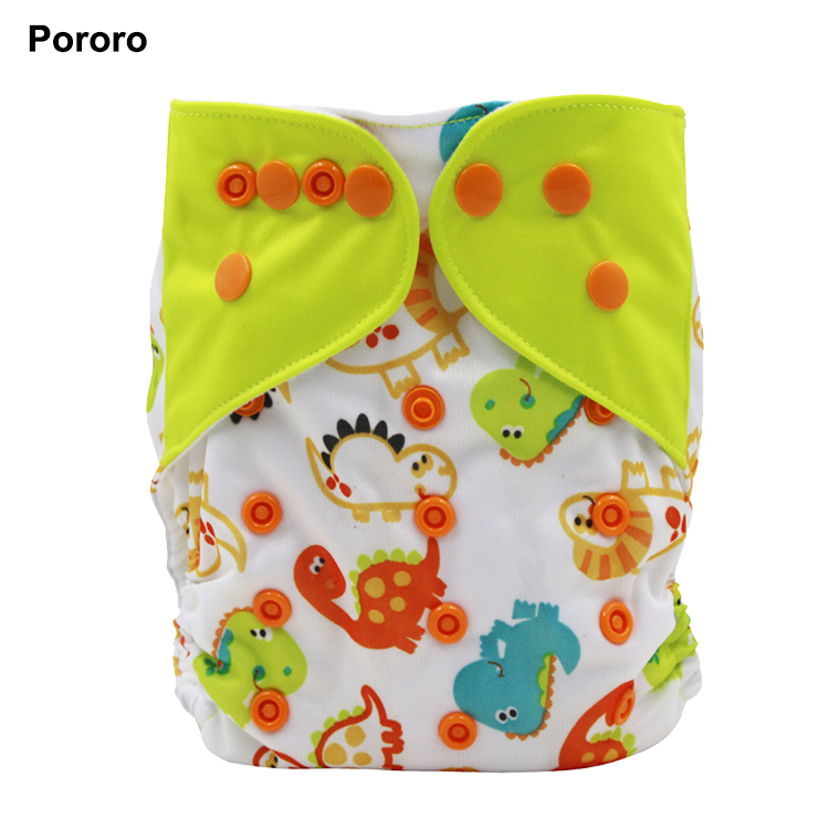 Pororo reusable nappies cheap baby cloth diaper one size fit all pocket cloth diaper with colored tap