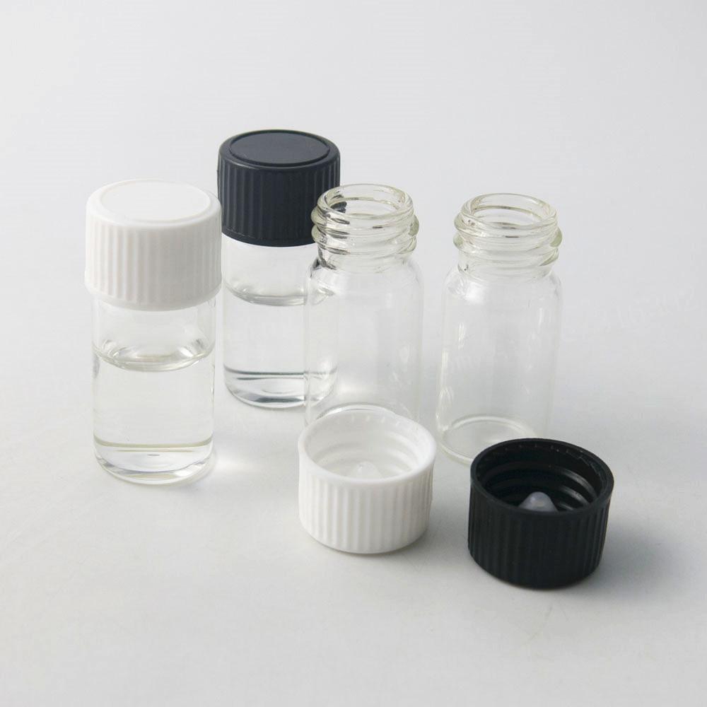Hot Fashion 50 x 7ml 10ml 15ml Screw neck Clear Glass vials Bottles with Black White Polyseal (Cone)Lined Closures