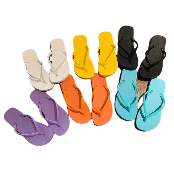 Slippers 688ss Flat-bottomed Flip-flops Female Ins Tide Couple Simple Solid Color Pinch Beach Summer Shoes