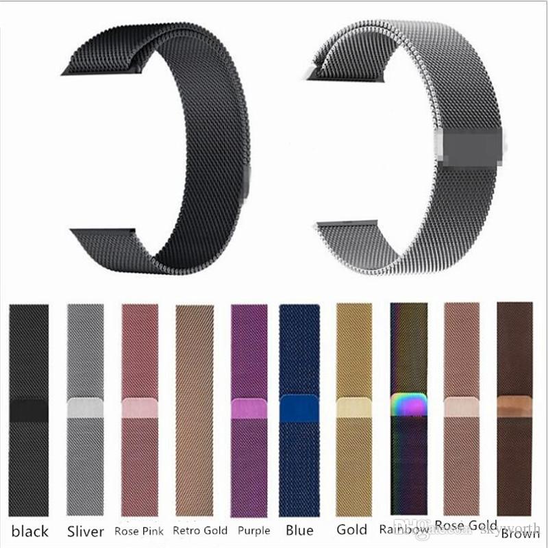 Stainless Steel Metal Loop Smart watch Band Strap for Apple watch 44mm/42MM/40MM/38MM iwatch Series 4 3 2 Magnetic adjustable Bracelet
