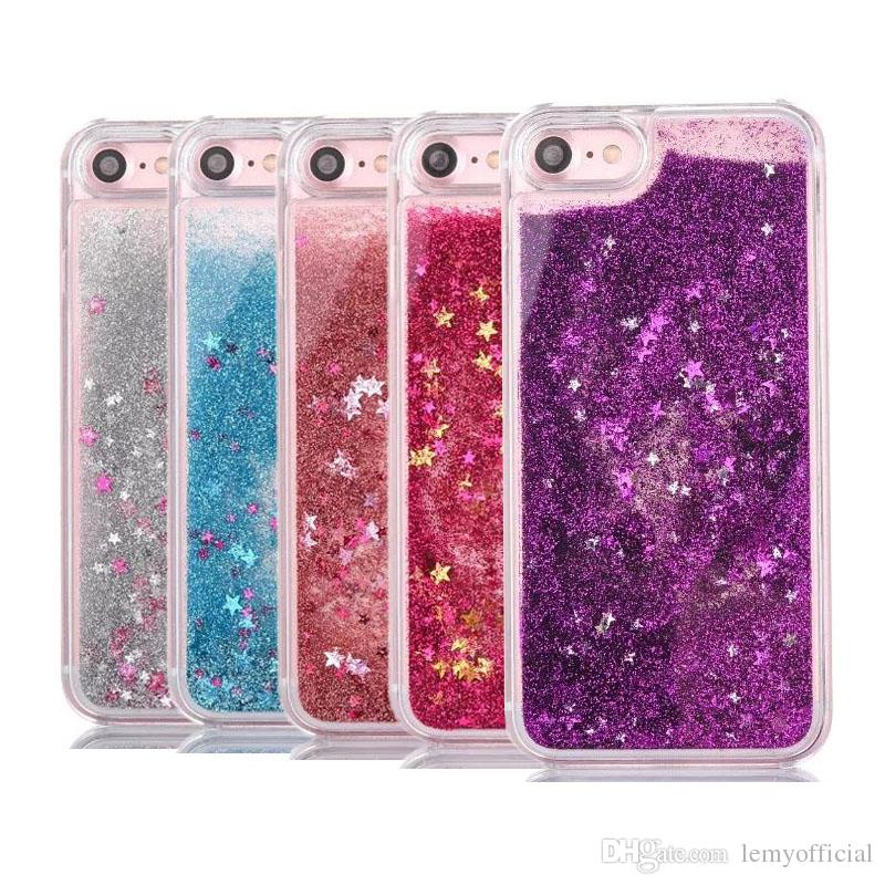 Quicksand Star Dynamic Liquid Case For iphone 6 6s / 7 plus 4 4S 5 5s SE Glitter Back Cover Crystal Clear phone cases