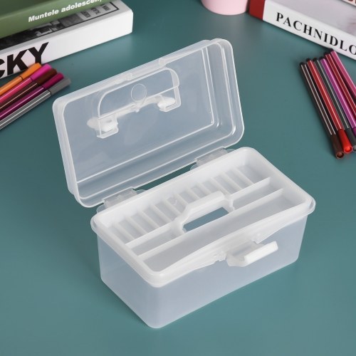 Clear Plastic Art Storage Box Watercolor Oil Painting Supplies Multipurpose Case Portable for Artists Students